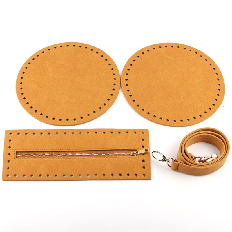 Set 4 Túi Da Nhân Tạo Hình Tròn Có Khóa Kéo Dùng May Vá DIY