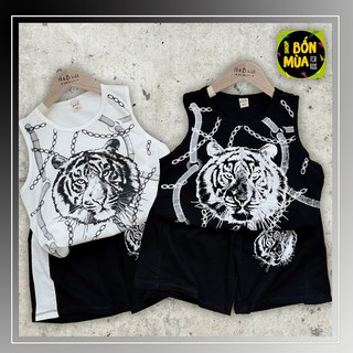 Set đồ chất bé trai🎁[𝐅𝐑𝐄𝐄𝐒𝐇𝐈𝐏]🎁24-35kgBộ ba lỗ bé trai ngầu chất cotton mát mỏng mùa hè - SHOP BỐN MÙA