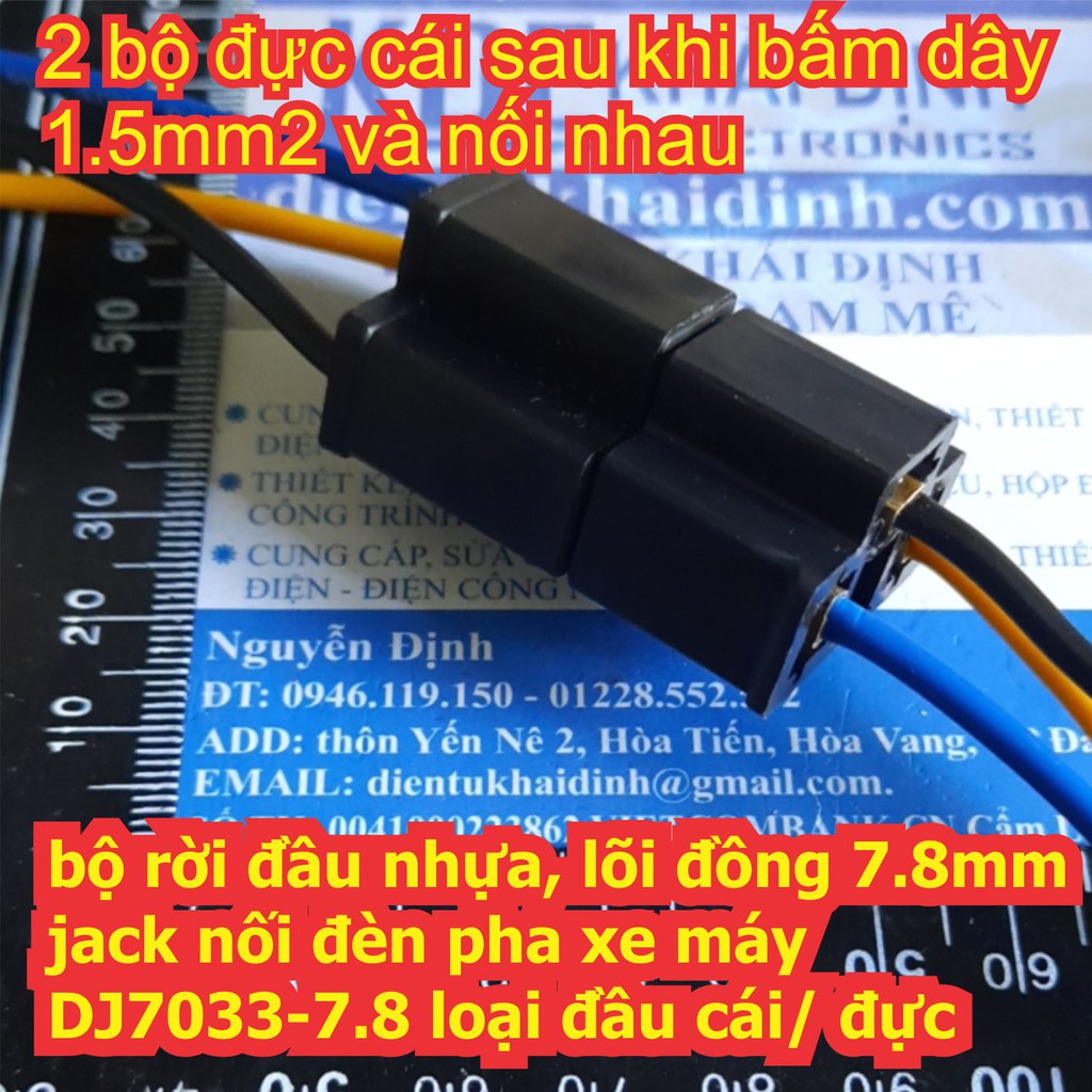 5 bộ rời đầu nhựa lõi đồng 7.8mm jack nối H4 đèn pha xe máy DJ7033-7.8 loại đầu cái / đực kde6775
