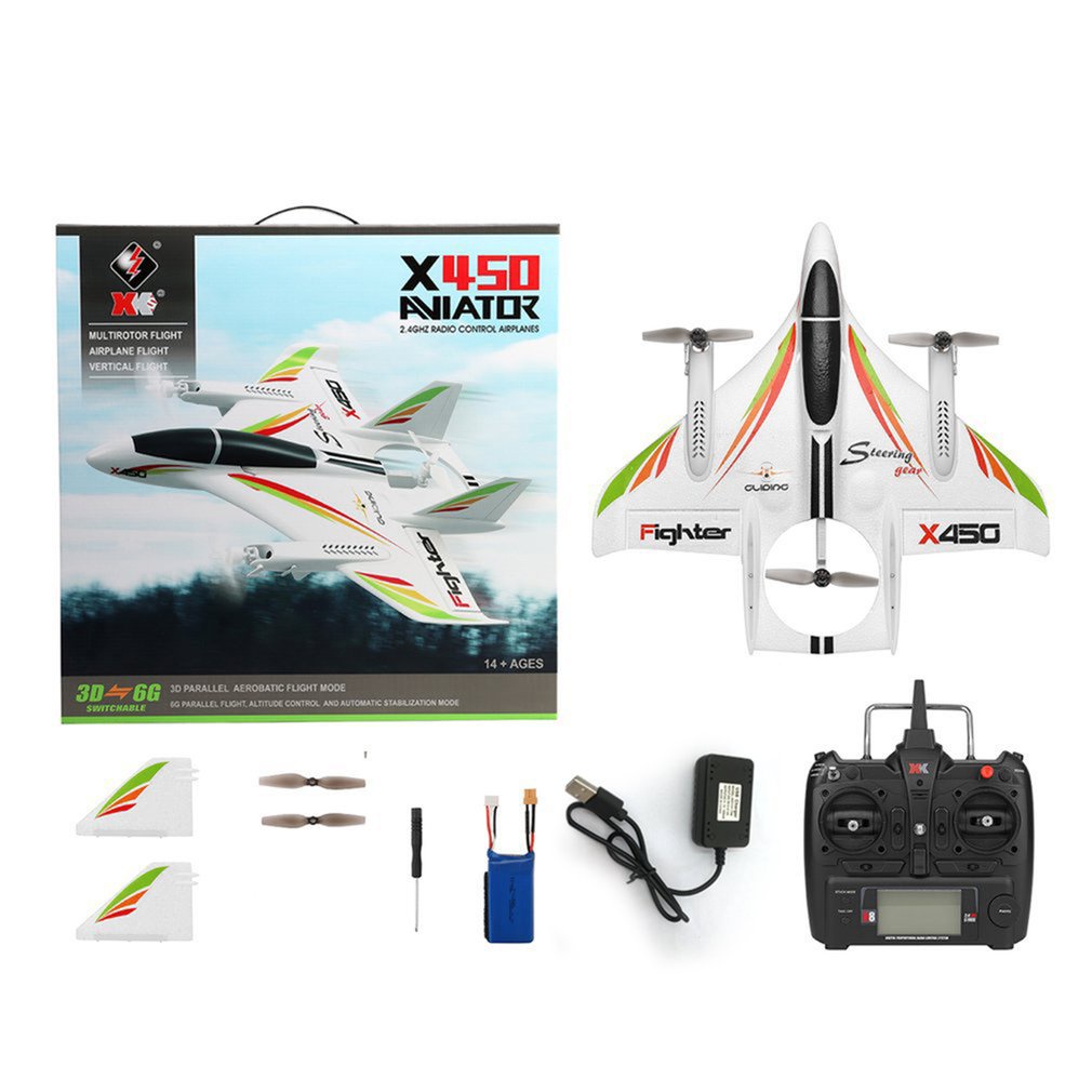 XK X450 3D Aerobatic RC Máy bay 6 kênh Điều khiển từ xa Cất cánh thẳng đứng Hạ cánh cố định Máy bay trực thăng Cánh cố đ
