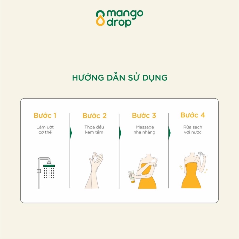 Kem dưỡng da body Mango Drop 200ml, nâng tông, làm đều màu và trắng da, không bết, hương xoài tự nhiên, dễ chịu