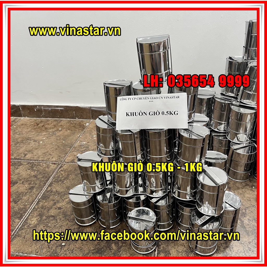 Khuôn làm giò chả lụa loại 0.5kg và loại 1kg chất liệu INOX