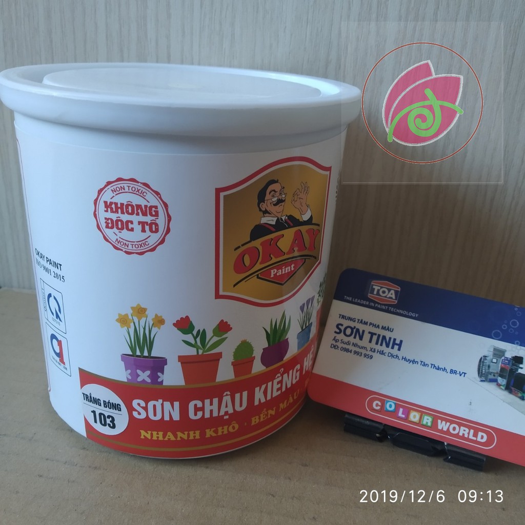 Sơn chậu kiểng hệ nước MÀU TRẮNG Bóng OKAY hoặc YES  1 kg