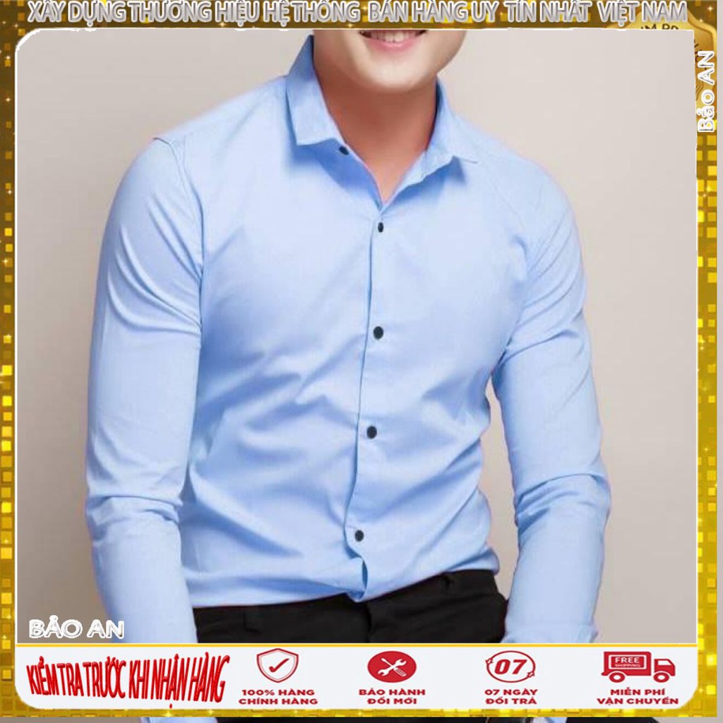 Áo sơ mi nam dài tay màu xanh nước biển chất liệu cotton lên dáng body cực chuẩn [Cung cấp Sỉ Toàn Quốc]