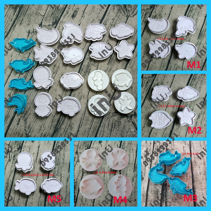 Bộ khuôn cutter mẫu hoạt hình Thú, Khủng long, Xe cộ, Hoa các mẫu làm bánh quy BCT