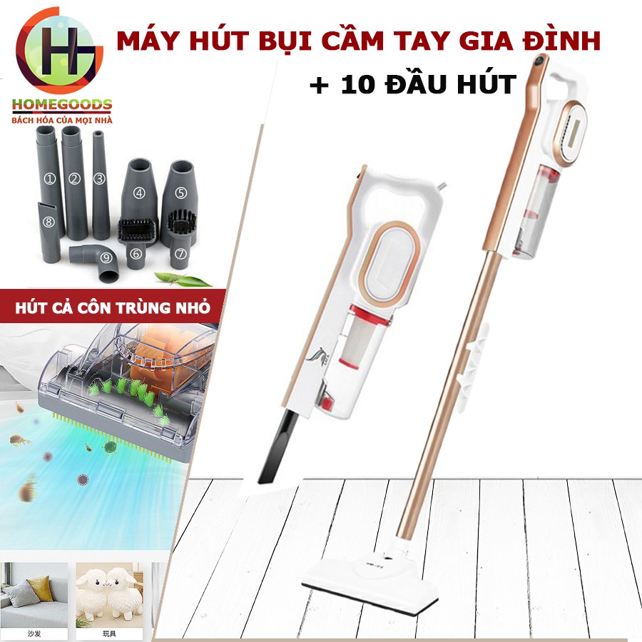 Máy hút bụi cát á gia đình cầm tay 2 trong 1 công suất 600W bộ lọc HEPA Tặng kèm 9 đầu Hút