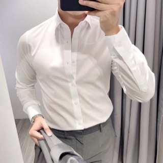 Sơ mi trắng dài tay chất lụa cotton cao cấp