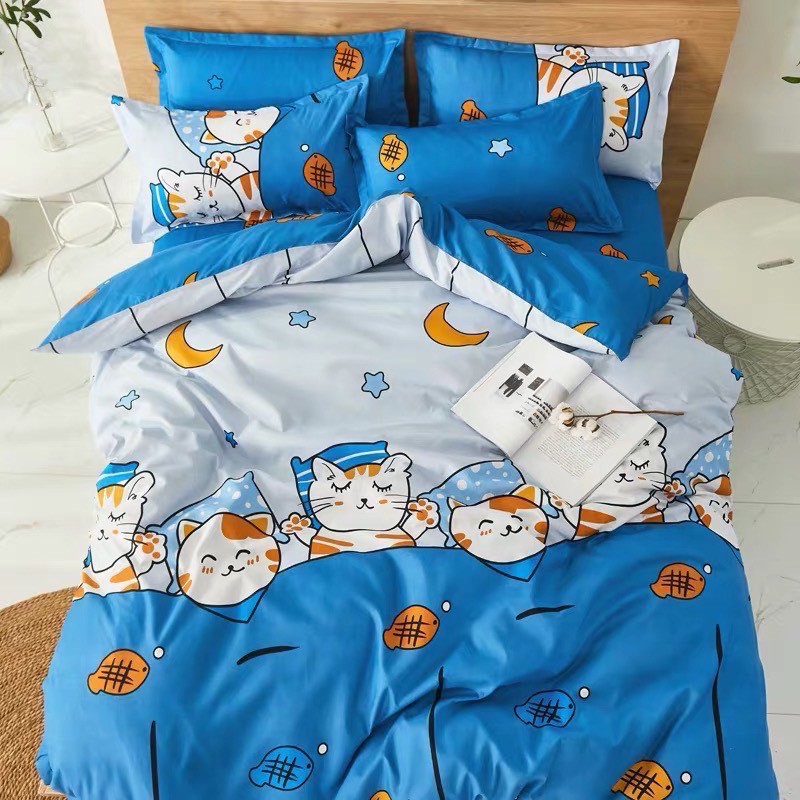 Bộ Drap Giường Chần Bông Cotton Doremon Nhiều Hình Dễ Thương 1Mx2M,1M2x2M,1M4x2M,1M6x2M,1M8x2M