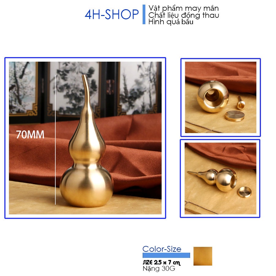 Vật phẩm đồng thau hình quả bầu may mắn nhiều tài lộc thịnh vượng phong cách độc đáo.
