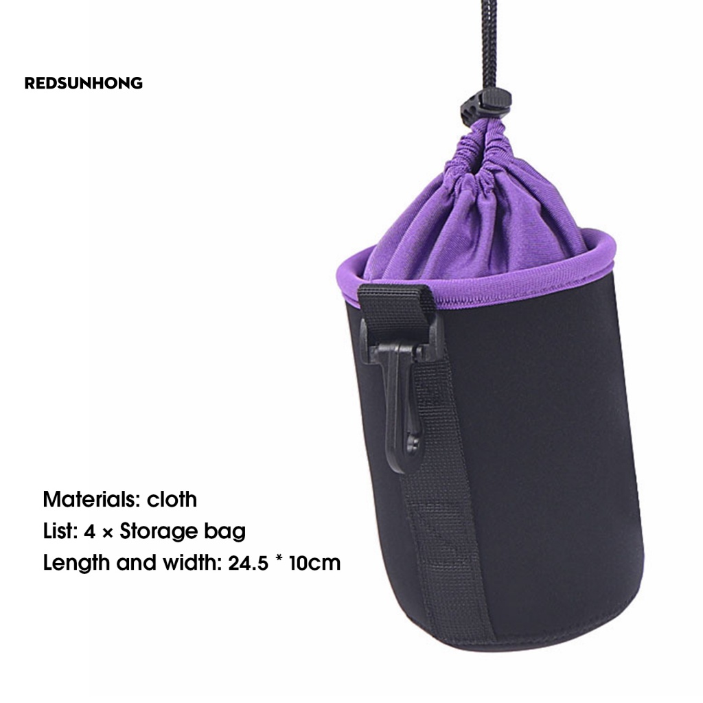 Set 4 Túi Dây Rút Đựng Ống Kính Máy Ảnh DSLR Chống Sốc