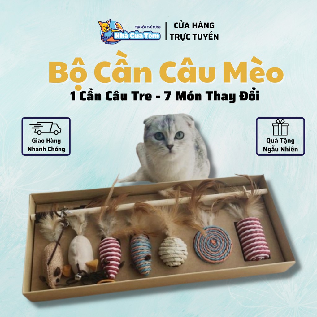 [KHÔNG KÈM HỘP] Bộ Cần Câu Cho Mèo 7 Món Khác Nhau Dùng Để Thay Đổi