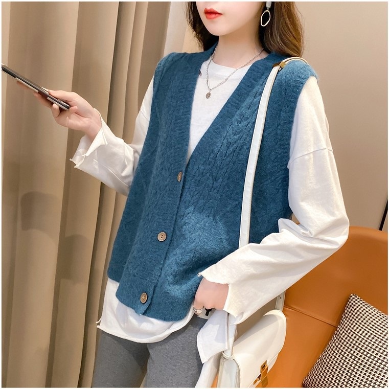 Áo len nữ gile trẻ trung, áo cardigan len đóng cúc GL03