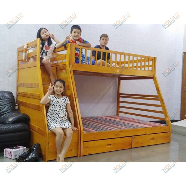 Giường 2 Tầng Bella Esprit  Gỗ Tự Nhiên Cao Cấp - Cầu Thang Hộc Đảo Chiều Trái Phải