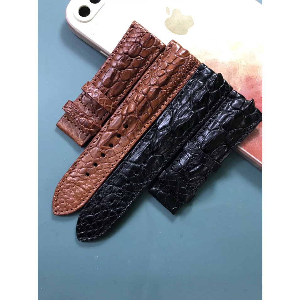 Dây đồng hồ da cá sấu dây da đồng hồ  20mm 22mm vân gai da xịn cao cấp đẹp giá rẻ Vnstrap ROCO