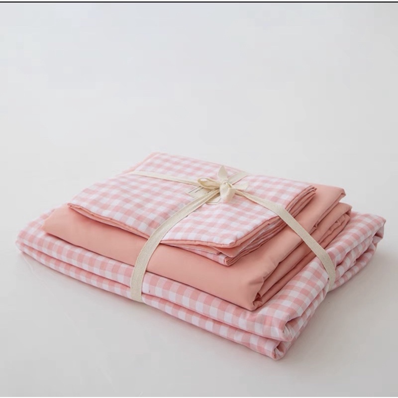 Shinbedding_ Set Vỏ Cotton TC Kẻ Kiểu Dáng Xinh Xắn, Chất Vải Dày Mềm Mát