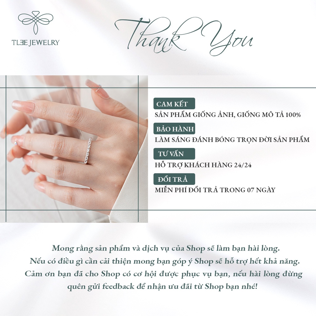 Nhẫn bạc nữ TLEE nạm đá viền bao xoắn basic hiện đại NCJ A0197