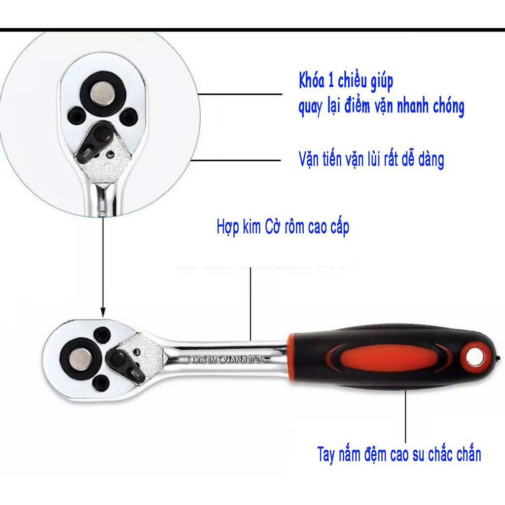 [LOẠI TỐT] Bộ dụng cụ mở bu lông ốc vít, bộ dụng cụ sửa chữa ô tô xe máy, bộ dụng cụ đa năng 46 chi tiết cầm tay cao cấp