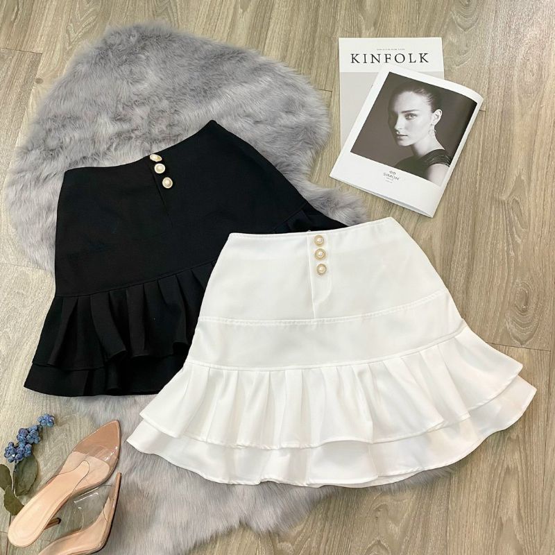 CHÂN VÁY TẦNG NÚT SIÊU XINH CÓ LÓT