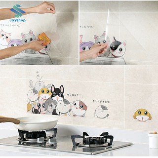 (30x90cm) Decal tráng nhôm dán bếp hình con mèo