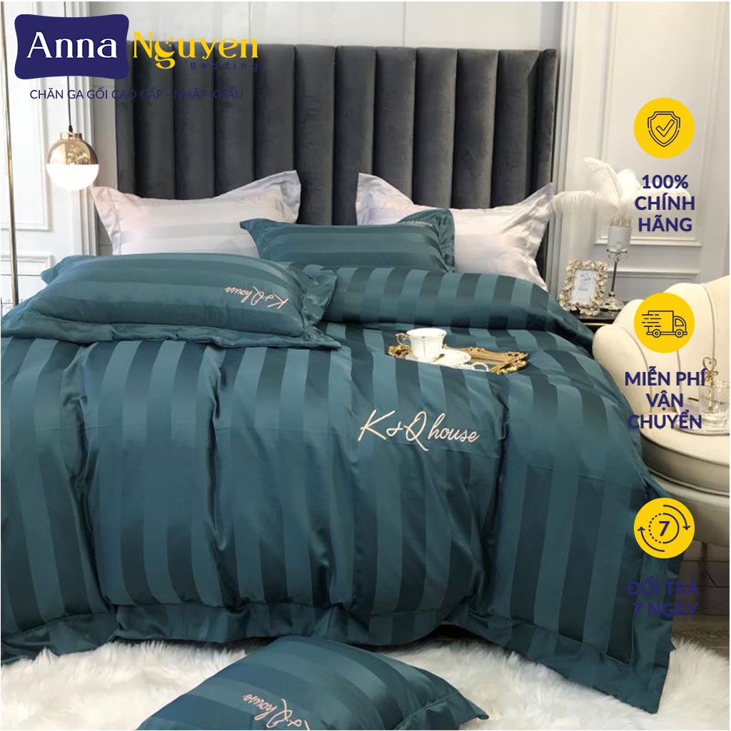 Bộ Chăn Ga Gối Đệm Cotton Lụa Tencel 60s Pima King Drap Giường Cao Cấp Bo Chun Drap - Anna Nguyen Bedding