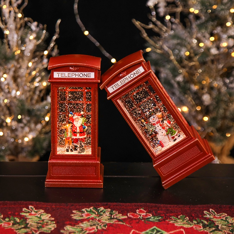 Hộp nhạc pha lê Telephone trang trí Giáng Sinh Noel có đèn sáng dây usb - Telephone Christmas Decoration Light