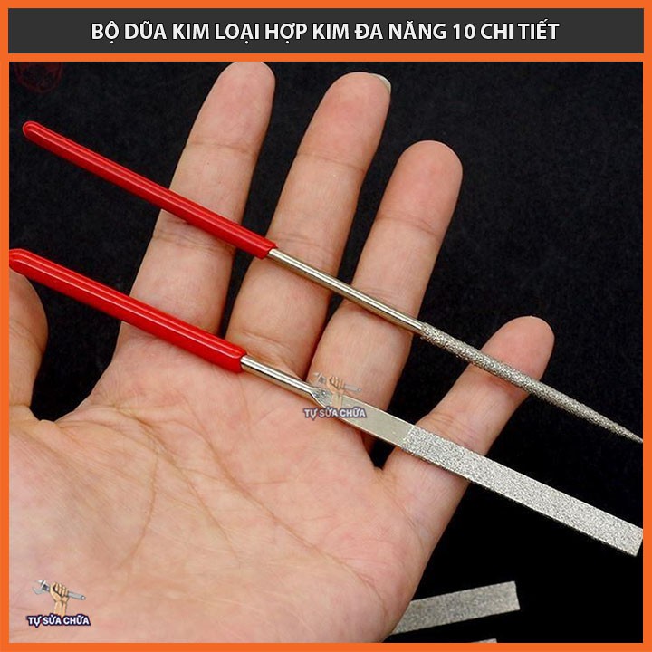 Bộ dũa mài kim loại hợp kim đa năng 10 cây các size 5x180mm, 4x160mm, 3x140mm, dũa kim cương loại xịn chính hãng DIAMOND