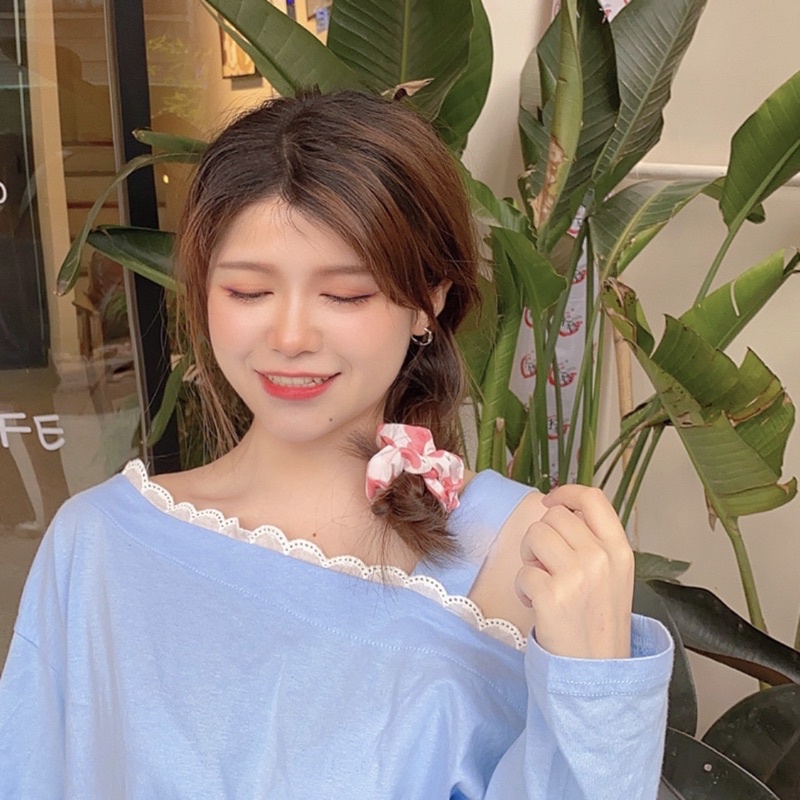Scrunchies vải cột tóc nữ xinh xắn handmade hình hoa quả , buộc tóc quả dâu, bơ, đào, cà rốt
