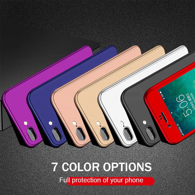 Ốp điện thoại kính cường lực cứng siêu mỏng 360 cho iPhone 13 6 6s 7 8 Plus X XS Max XR