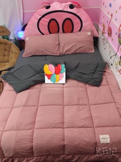 Bộ Drap & Chăn Phao Cotton Tici 5 Món Phối Màu