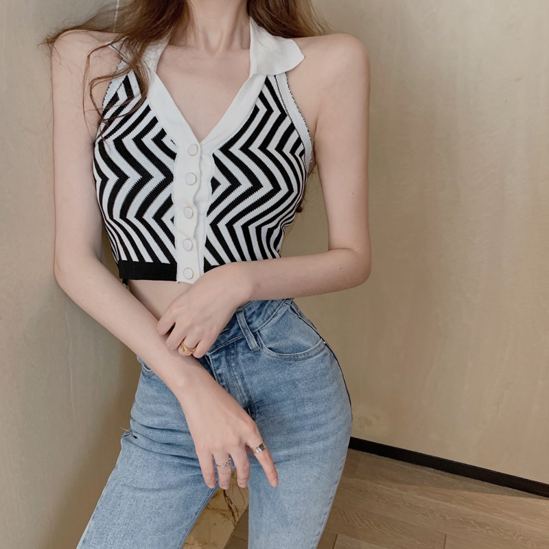 COZOK Áo croptop hỏ lưng cổ bẻ Quảng châu dáng mới