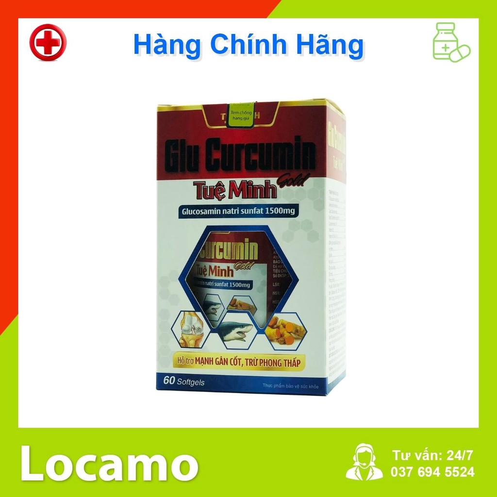 Glu Curcumin Gold Tuệ Minh bổ sung Glucosamin Canxi Vitamin D3 hỗ trợ làm trơn ổ khớp giúp khớp vận động linh hoạt