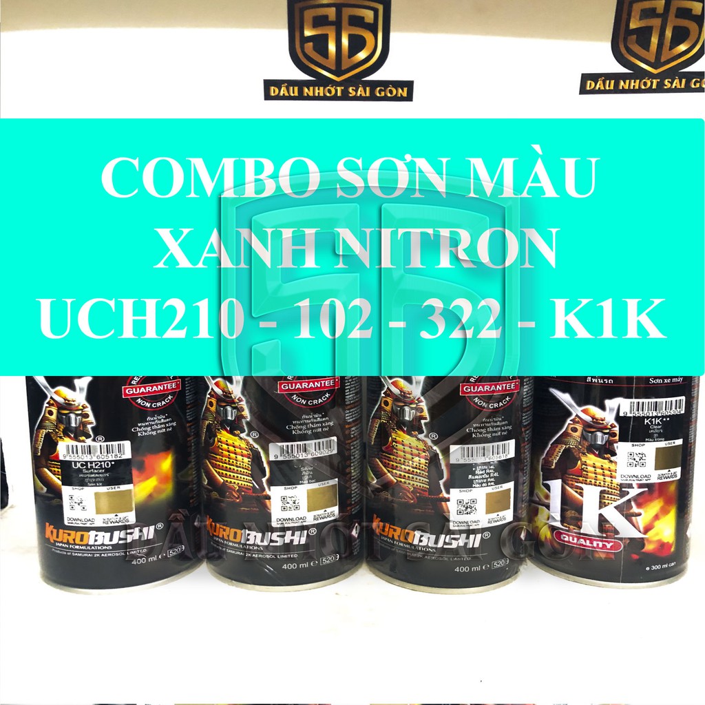 [ COMBO 4 CHAI ] SƠN SAMURAI MÀU XANH NITRON UCH210 - 102 - 322 - K1K