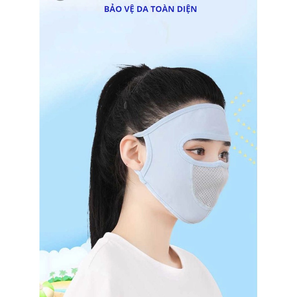 BỘ 2 MẶT NẠ ÔM GỌN MẶ CHO NỮ ĐI NẮNG BẢO VỆ KHỎI TIA UV JAPAN MASK (Xanh+Trắng)