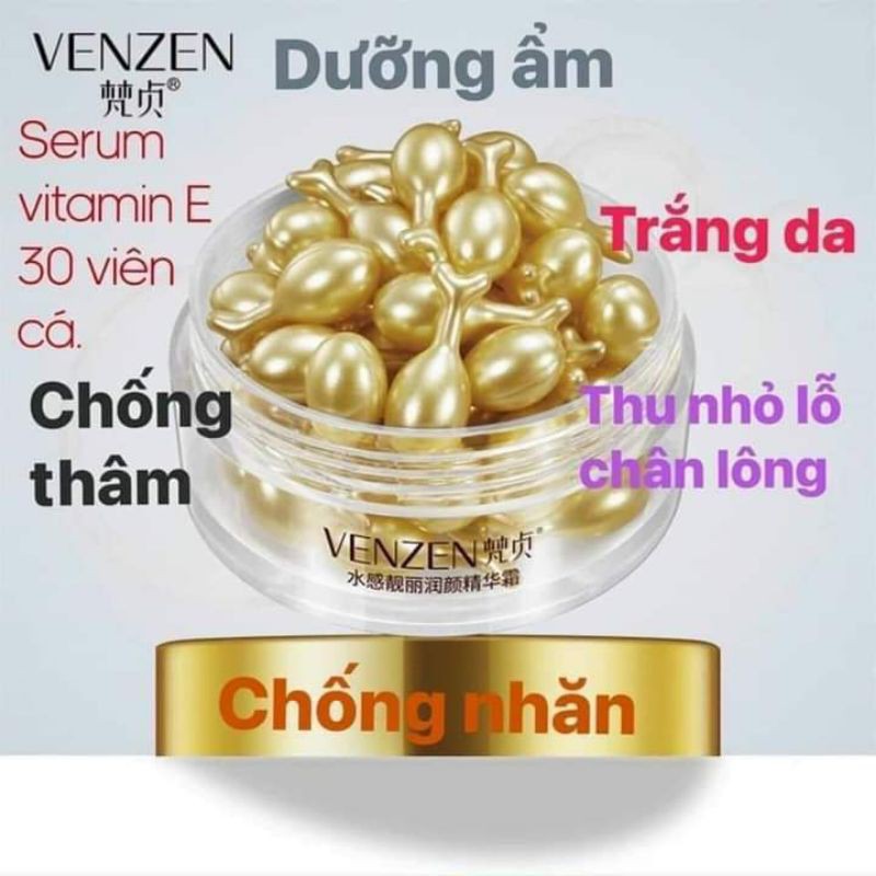 Viên Bôi Vitamin Venzen Cao Cấp Dưỡng Da,Mờ Nám ,Tàn Nhang, hộp 30 v