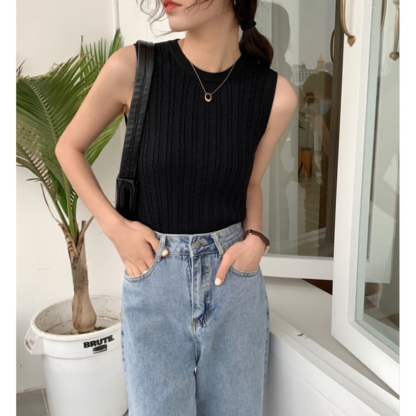 Áo ba lỗ dệt kim XIAOZHAINV gợi cảm thời trang phong cách Hàn Quốc cho nữ