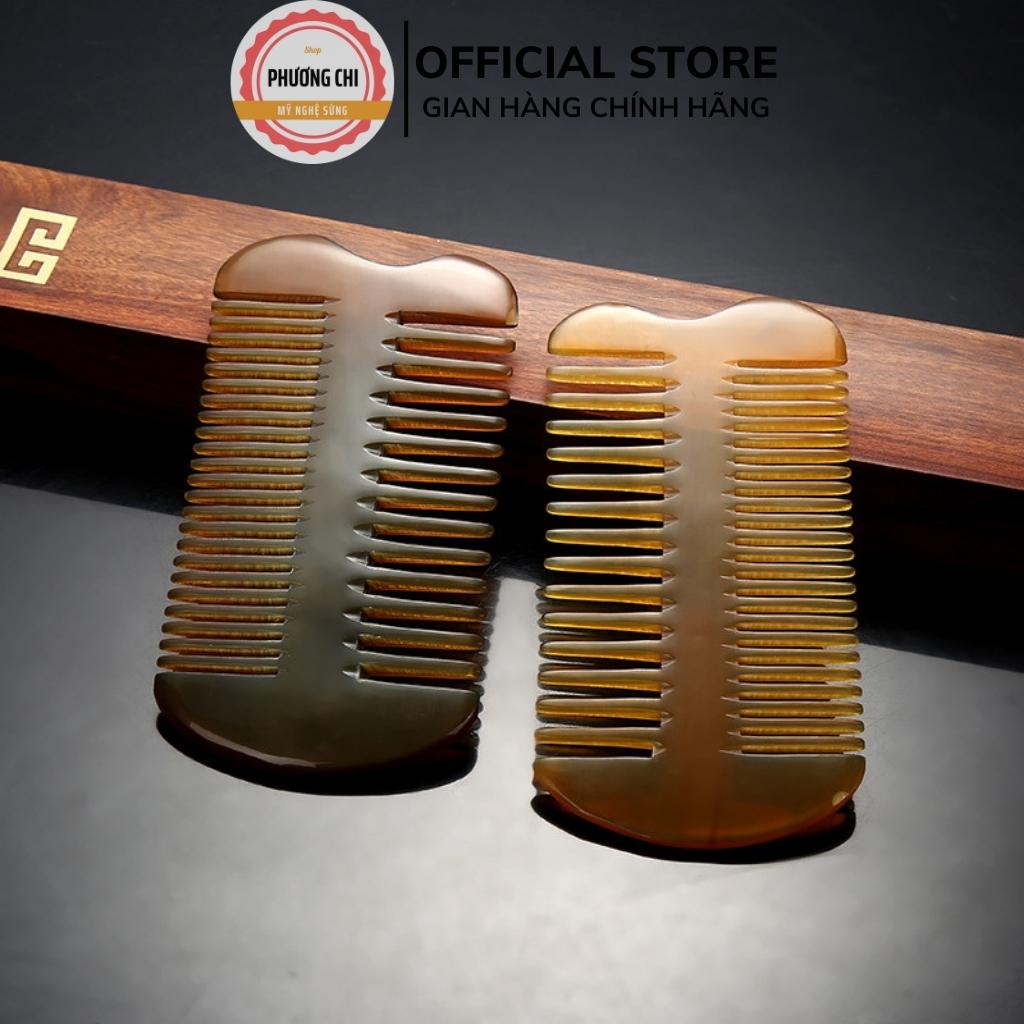Lược sừng trâu 2 loại răng thưa và mau, lược chải tóc gỡ rối massage đầu | Mỹ nghệ phương chi