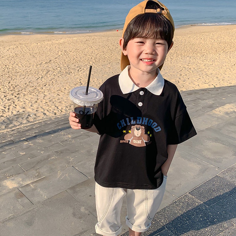 [Babycat Hàng Có Sẵn Bán Chạy Áo Thun polo Tay Ngắn Mùa Hè Phong Cách Hàn Quốc Nhật Bản Nhỏ 3 Phong Cách Hàn Quốc Dành Cho Bé Trai