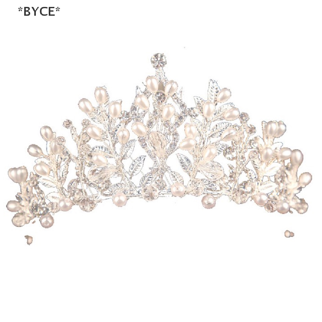 Vương Miện Cài Tóc Đính Pha Lê &amp; Ngọc Trai Handmade Cho Cô Dâu