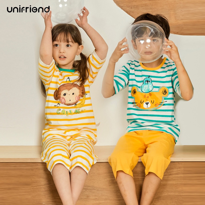 Đồ bộ cotton cho bé trai, bé gái mùa hè Unifriend U21-02