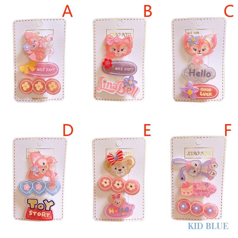 Set 3 Kẹp Tóc Mỏ Vịt Hoạt Hình Màu Hồng Dễ Thương Cho Bé Gái