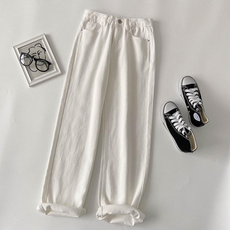 Quần Jean Lưng Cao Ống Suông Rộng Thời Trang Cho Nữ