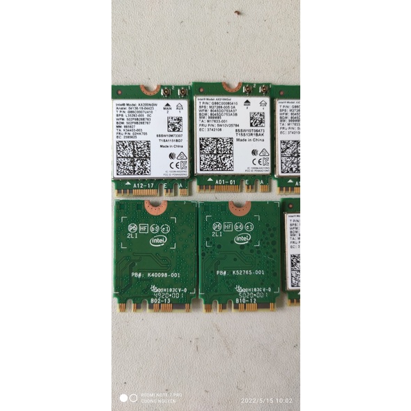 Card Intel WiFi Bluetooth AX200,AX201, AX210  , MT7921K ,AC9260,Intel 6235  cũ bóc máy