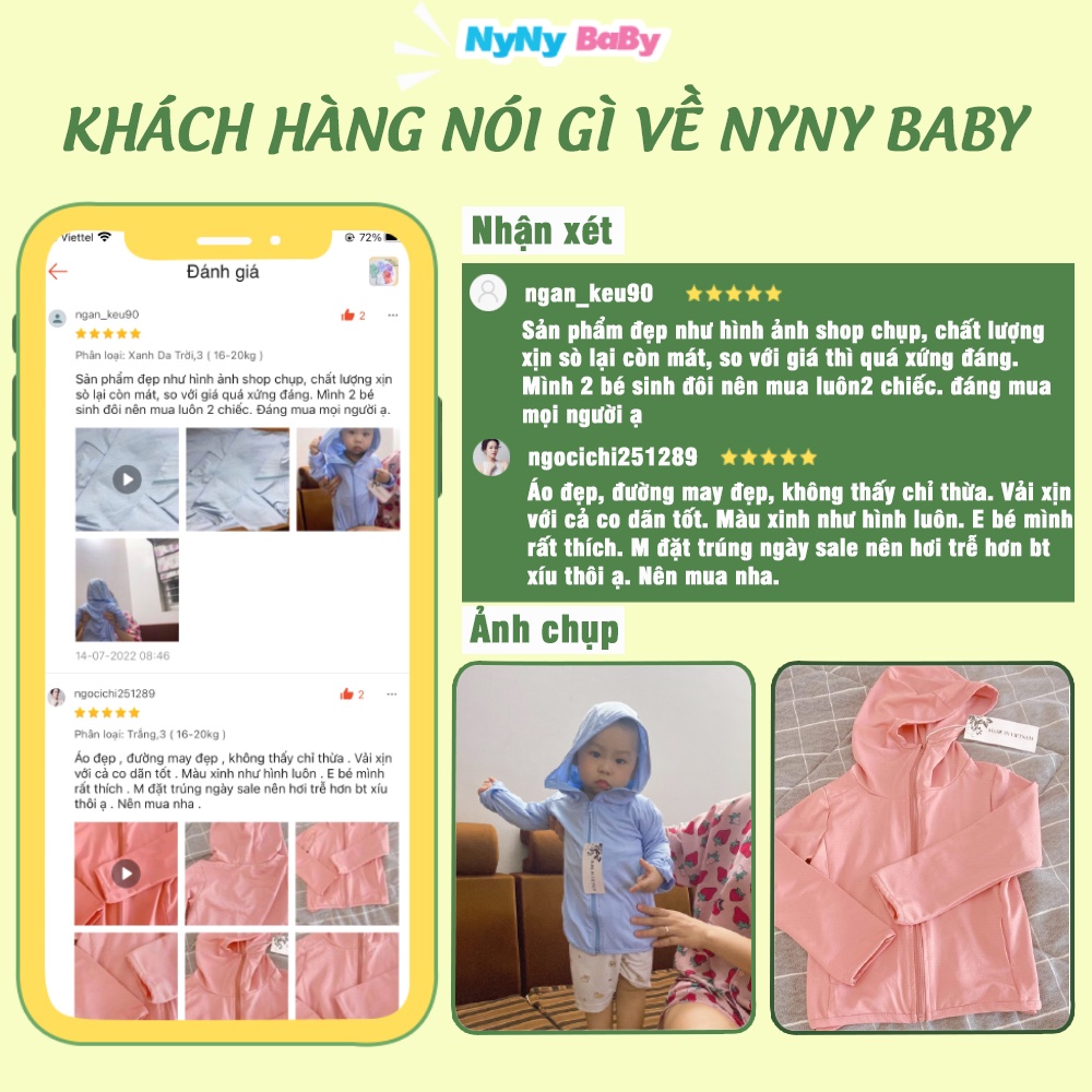 Áo Khoác Chống Nắng Cao Cấp Cho Bé Nyny Baby Chống Bụi Gió Và Tia Uv Vải Điều Hòa Chính Phẩm Từ 8 - 24 Kg