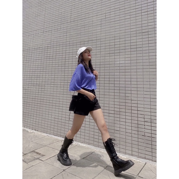 Quần short, quần short jeans đai khuy hai bên cạp 5902