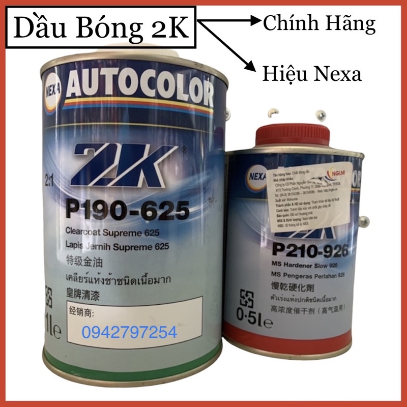 Dầu bóng 2K Nexa Autocolor P190-625 (Cao cấp) Hàng Chính Hãng