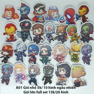 Sticker Marvel dán trang trí planer, scrapbook... size nhỏ 3-5cm