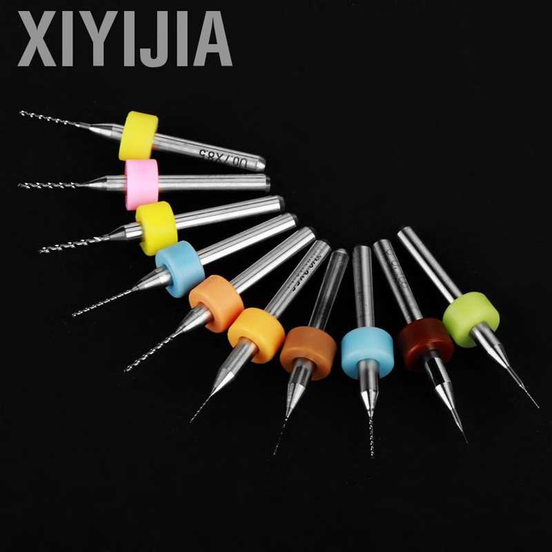 Xiyijia 10Pcs 0.1-1mm Print Circuit Board Micro Drill Bits Tungsten Carbide for PCB CNC