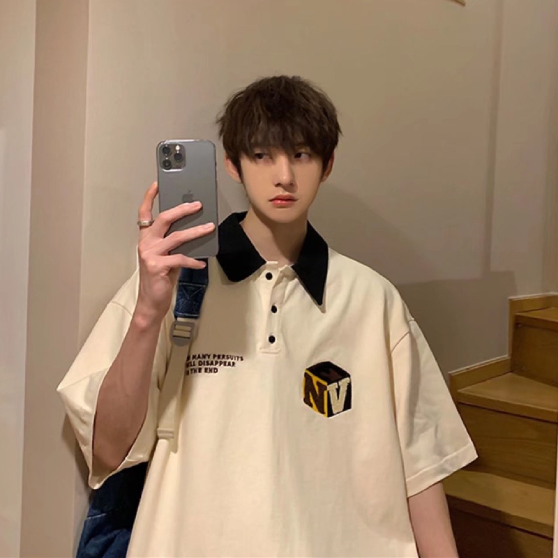 Áo Thun polo Có Cổ Thêu Chữ size M-3XL Thời Trang Cho Nam