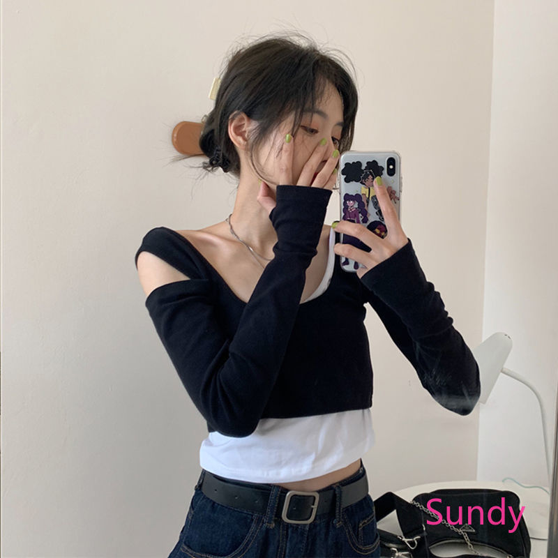 Áo Kiểu Tay Dài Thiết Kế Trễ Vai Nữ Tính