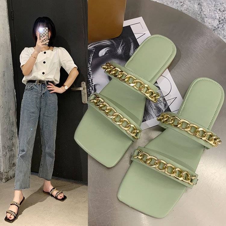 Thời trang mùa hè dép sandal nữ，dép đế dày Dép Đế Bằng Mũi Vuông Thời Trang Mùa Hè Phong Cách Hàn Quốc Mới Cho Nữ
